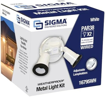 Sigma Engineered Solutions Weatherproof 16795WH Round Floodlight Kit, White