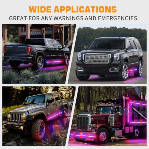 XRIDONSEN 2 Pack 70-Inch Red Blue 864 LED Running Board Strobe Lights Strip