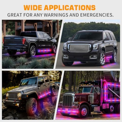 XRIDONSEN 2 Pack 70-Inch Red Blue 864 LED Running Board Strobe Lights Strip