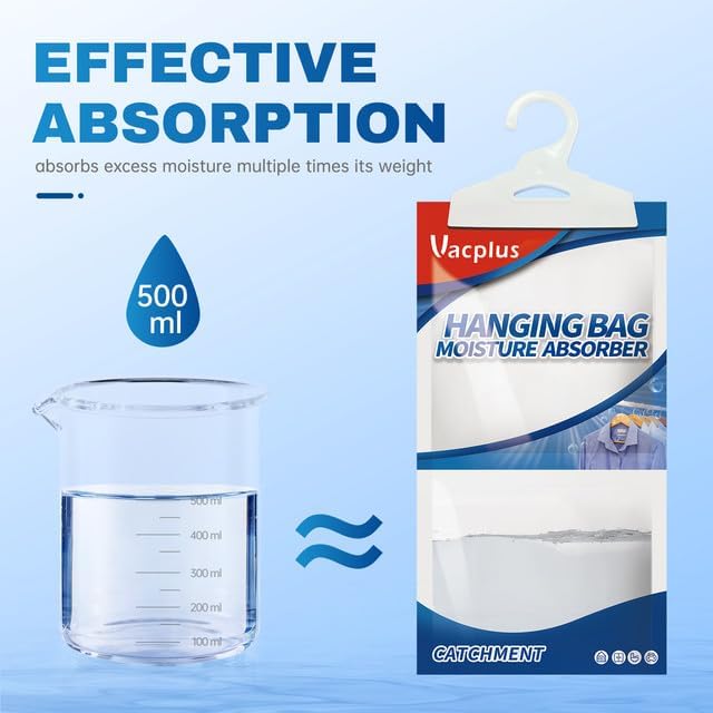 Vacplus Moisture Absorber, 10Pack Hanging, Strong Absorption, Unscented