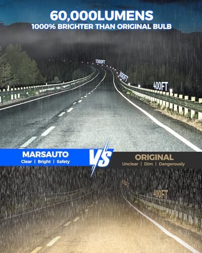 Marsauto D5S D5R HID Bulbs, 6000K White 10X Brightness 70,000LM for HID Xenon Bulb, Plug and Play, Pack of 2