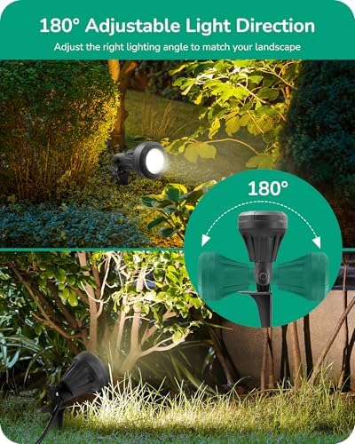 EDISHINE 120V Outdoor Spotlight, 5 Extra Lenses Waterproof Landscape Light