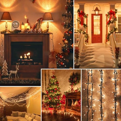 Connectable 88Ft 240LED Christmas String Lights Outdoor Indoor, Warm White
