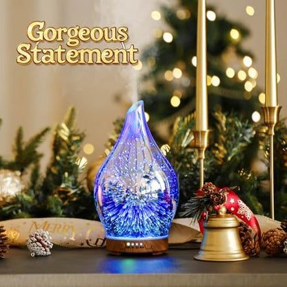 Porseme Essential Oil Diffuser 150ml Handmade Glass Diffuser 6H Runtime