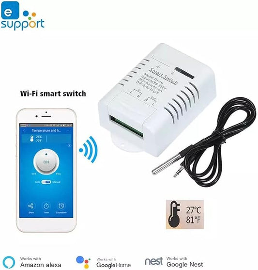 eWeLink Smart 16A Switch with Temperature and Humidity Monitoring, WiFi Thermostat Controller Compatible with Alexa Google Home (Temperature only)
