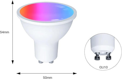 GU10 Smart Bulb Dimmable Led Light 16 Million RGB C+W Colors Candle Lamp Voice Control Home(2 PC)