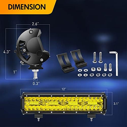 GOOACC 12Inch 240W Triple Row Amber Led Light bar 30000LM Flood Spot Combo Off Road Work Light Driving Boat with Wiring Harness for UTV Jeep Truck Boat, 2 Years Warranty