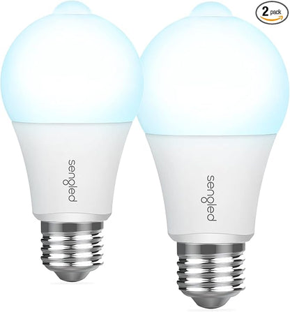 Sengled Motion Sensor LED Bulbs, A19 5000K Daylight Dusk to Dawn Motion Activated Light, 11W (75W Equivalent) 1200 Lumens for Indoor & Outdoor Use, Porch, Garage, Hallway, 2 Pack