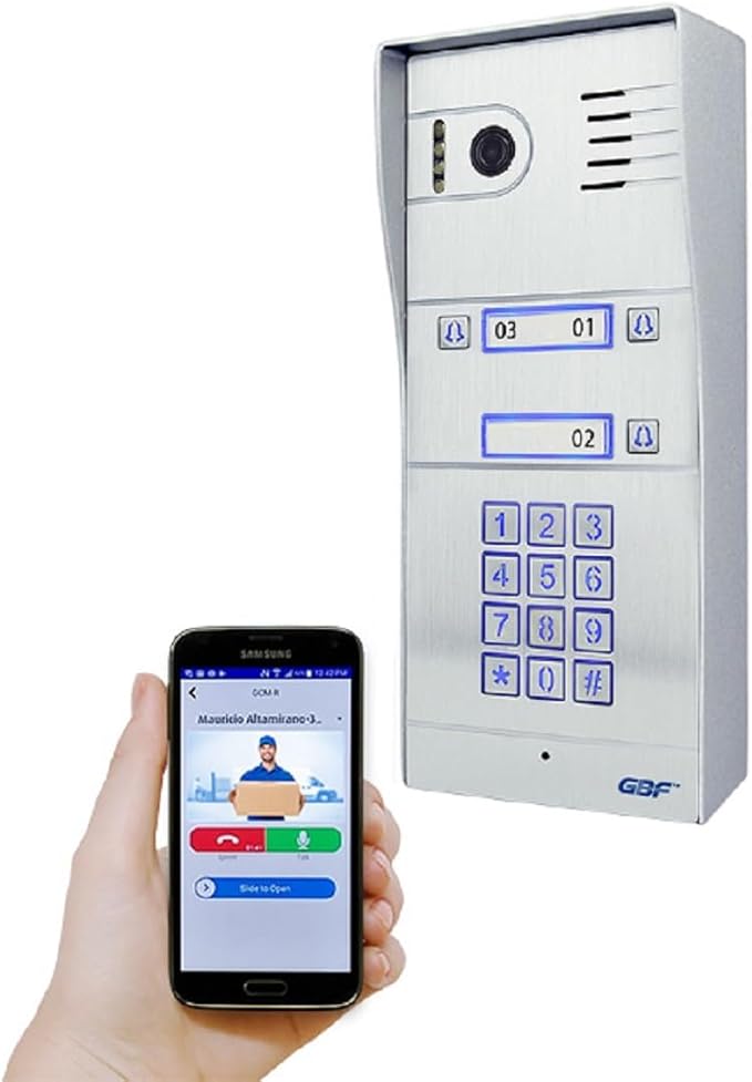 GBF Smart Video Doorbell Intercom for Multi-Unit Apartment Building (3 Units), 3 Units Apartment Video Doorbell, Support Remotely Monitoring, Talking, Unlocking, Checking Missing Calls