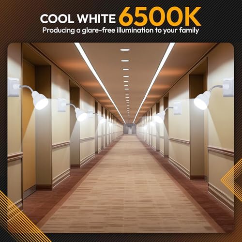 LED Motion-Activated Directional Rotating Flexible Sensor Dusk to Dawn Night Light AC Outlet Plug-in Wall Stair Lamp Indoor 360° Bedroom Hallway Stairway Garage Basement Corridor