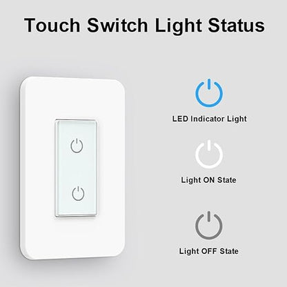 Nexete Smart Dual Light Switch - 2 in 1 Single Pole, Remote Voice Control, Smart Life App Compatible With Alexa Google Assistant, 2.4GHz Wi-Fi, Neutral Wire Required, White