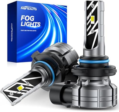 Marsauto 9145 H10 LED Fog Light Bulbs, 14,000LM 6500K Cool White H10 9140 9145 LED Bulb Fog Lights, Non-Polarity, 70000HRS Lifespan 9145 Fog Light Bulbs for Fog Lights and DRL, Pack of 2