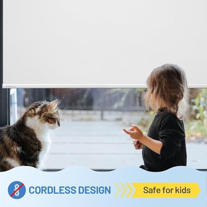 Motorized Blinds with Remote, [Free Solar Panels] Cordless Smart Blinds with Valance Cover, Blackout Electric Blinds with Remote Control, Automatic Roller Shades for Windows White 37" W x 72" H
