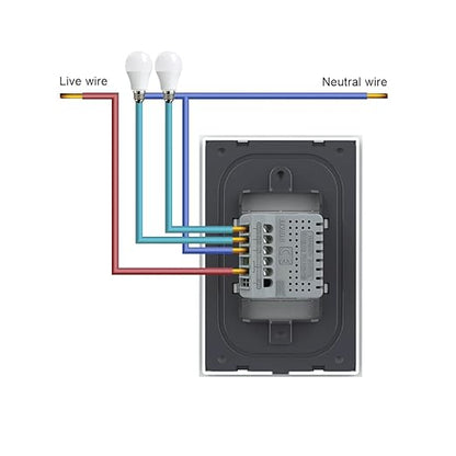 LIVOLO WiFi Touch Wall Switch for Smart Home, Compatible with Alexa & Google Home, Neutral Wire Required, 2 Gang, Tempered Glass Panel, White (120V)