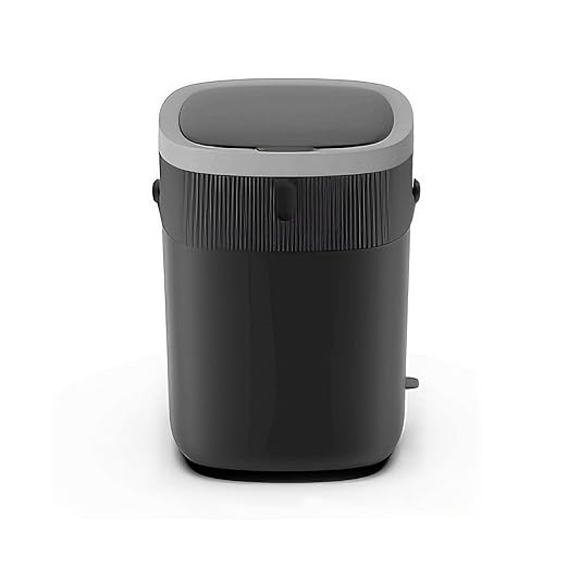 WM-DZT-12-36S Smart Motion Sensor Trash Can, Ultra-Quiet Soft-Close | Long Battery Life | Built-in Bag Storage & Portable PU Handle (Dark Grey)