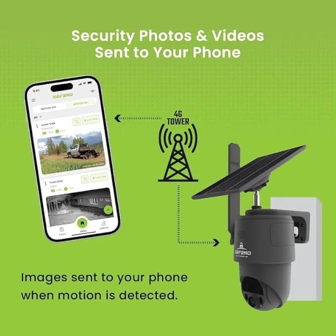 TACTACAM – Defend 360 Cellular Security Camera, 4K Photos, 1080p Video, Solar + Rechargeable Battery, 360° Pan/Tilt/Zoom, LTE Cellular, Motion Alerts, Weather Resistant Includes Mounting Post & Cloth