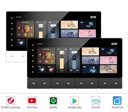 Smart Home Lighting Control Panel, Touch Screen Interface, Multi-Room Scene Control, Dimmable LED Settings, Digital Display 6.2 Inch Smart Control (Bundle: F5-2 3light2SPK B)