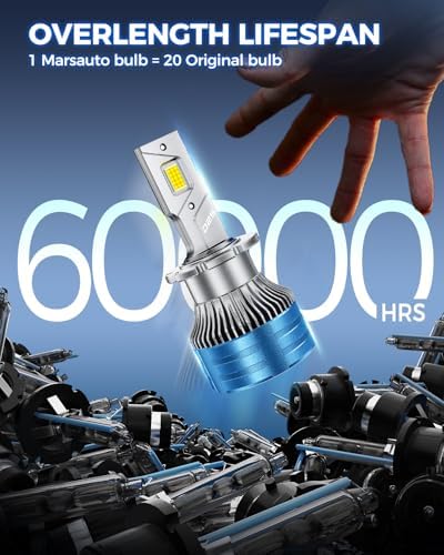Marsauto D2S HID Bulbs, 800% Brightness, 6500K White for 85122 66240 66040 66240CBI Bulb, Plug and Play, Pack of 2