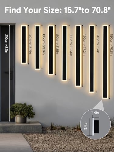 2-Pack Outdoor Modern Wall Lights, 3000K Exterior Lighting Fixture