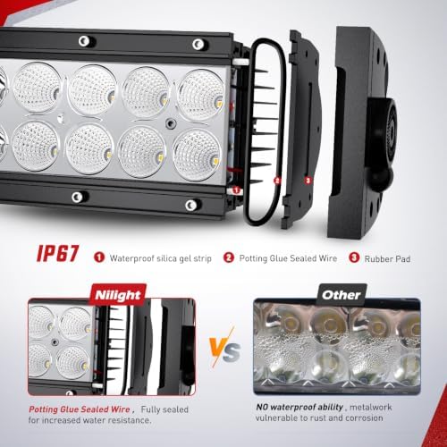 Nilight 22 Inch 120 W LED Light Bar with Yellow Black Covers