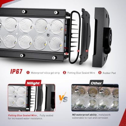 Nilight 22 Inch 120 W LED Light Bar with Yellow Black Covers
