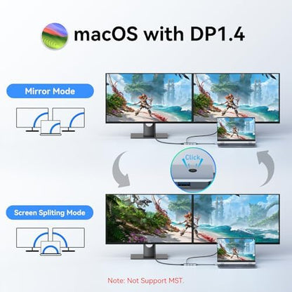 LIONWEI USB C Docking Station Dual Monitor HDMI, Laptop Multiport Adapter