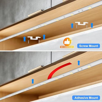 maylit Under Cabinet Strip Lighting Plug in 96in, Ultra Bright Small LED Light Bar, 6000K Cool White, 110V-120V Wired Lights for Kitchen Cabinet, Counter, Workbench, Desk, Closet, Shelf, Indoor