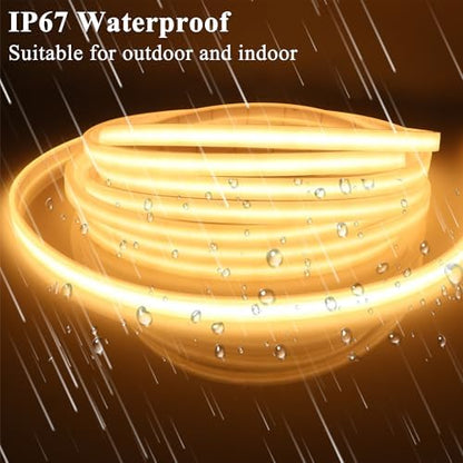 LEDENET COB LED Strip Lights Waterproof IP67 DC12V 16.4ft Warm White 3000K