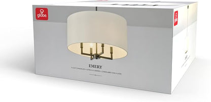 Globe Electric 67000065 4-Light Chandelier, Matte Black, Beige Fabric Shade, Modern Hanging Light for Kitchen Island, Dining Room Table or Hallway, Candelabra Base, Dimmer Switch Compatible