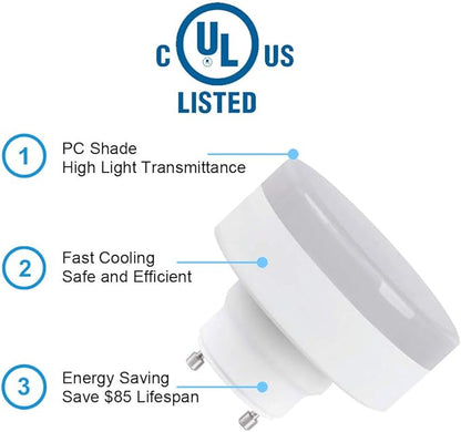 CRIOO GU24 LED Puck Light Bulb, 9W(60w CFL Equivalent), 2700K, 800LM, UL Listed, 2 Prong Light Bulbs for Home Kitchen Closet, Mini Twist Lock Spiral Low Profile Squat Bulb (1 Pack)