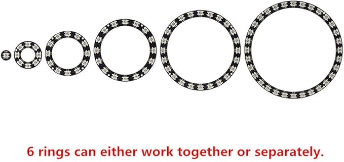 93 LEDs 6 Rings WS2812B 5050 RGB LED Ring Lamp Light Individually Addressable Full Dream Color DC5V with Mini Controller