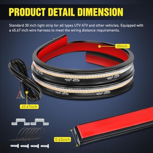 Nilight 30" UTV Tailgate Light Strip Running Brake Turn Signal Light