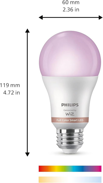 Philips Smart 100W A19 LED Light Bulbs 4-Pack - Connects to Your Wi-Fi - E26 - Control with Voice or App + Activate with Motion - Matter Compatible