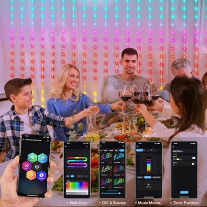 echosari Smart Curtain Lights 6.6 x 9.8Ft 16 Million Colors Changing