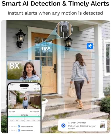 LongPlus 5MP 3K Indoor Window Camera, 2 Pack Safe View Window Camera
