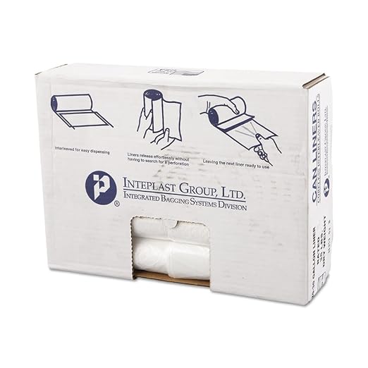 Inteplast 20-30 Gal Trash Can Liners - 8 Mic Thickness, Natural Color - 500 Bags