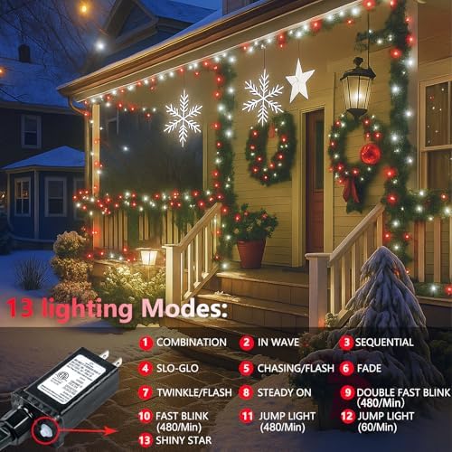 200 LED Connectable String Lights, 66FT Christmas Lights Outdoor Indoor