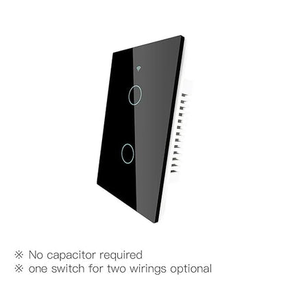MOES ZigBee Smart Touch Wall Light Switch,Requires Tuya ZigBee Hub,No Neutral Wire/N+L Wiring,No Capacitor,Smart Life Tuya 2/3 Way Remote Control, Work with Alexa Google Home, 2MQTT,2 Gang Black