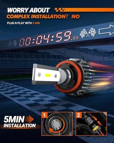 SEALIGHT H11/H8/H9 Light Bulbs, Super Bright Single Beam with Cooling Fan, Plug and Play, Non-Polarity, Fog Bulbs, Powersports Accessory Lights, Pack of 2