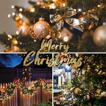 Connectable 42Ft 100LED Christmas String Lights Outdoor Indoor, Warm White