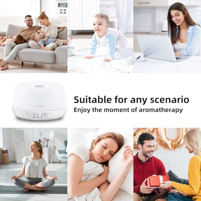 SEEDSEEL 300ML Essential Oil Diffuser with Remote Control, Aromatherapy Diffuser with 7-Color Changing LED Light for Bedroom, Home