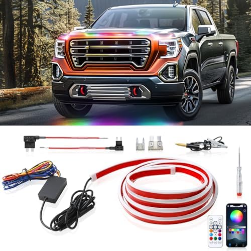 DREAMOTOR 60 Inch Car Hood Light Strip, Multicolor Car LED Hood Light
