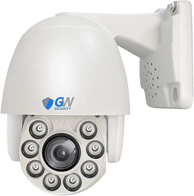 GW Security 8MP Pan Tilt Zoom 2-Way Audio IP PoE 5X Optical Zoom 4K 3840 x 2160p Starlight Outdoor Indoor Waterproof Security High Speed Dome PTZ Camera with 260ft IR Night Vision (GW801PTZ)