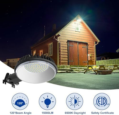 120W Dusk to Dawn Outdoor Lighting with 15KLM 6500K Daylight for Yard