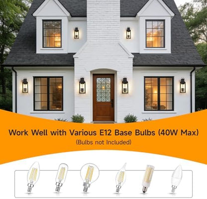 25'' Dusk Dawn Outdoor Wall Light, Large Black Exterior Porch Light Fixture