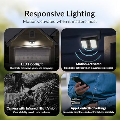 Bell + Howell InView BHSLC1 1080p Outdoor Solar Floodlight Camera (Black)