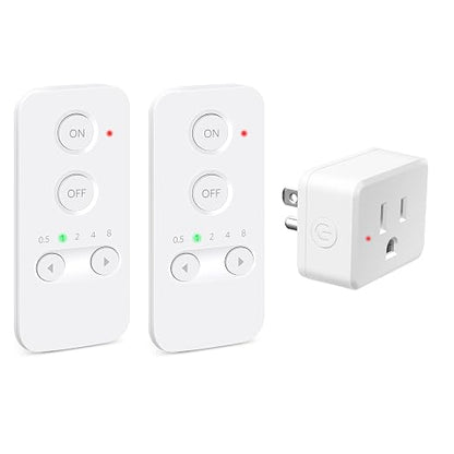 NineLeaf Programmable Remote Timer Switch & Wireless Outlet Plug, 500ft Range Plug in Light Switch, 15A/1500W Wall Mounted On/Off, No Wiring Needed for Fans, Christmas Lights, 2Remotes 1Outlet