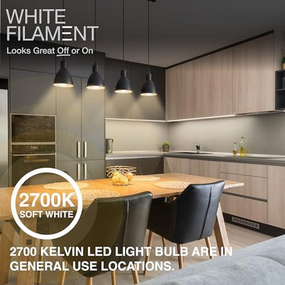 Sylvania A19 Clear LED White Filament Bulb, 6.5W, Dimmable, 800 LMS, Medium Base, 2700K, Soft White - 6 Pack (42640)