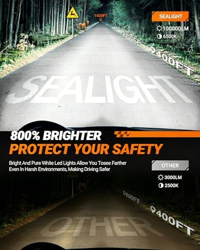 SEALIGHT 9005 H11 Lights Bulb Combo, 100000LM, 900% More Light, High-Performance Fog and Off-Road Lights, 9005/HB3 H11/H9/H8 Fog Light, Pack of 4