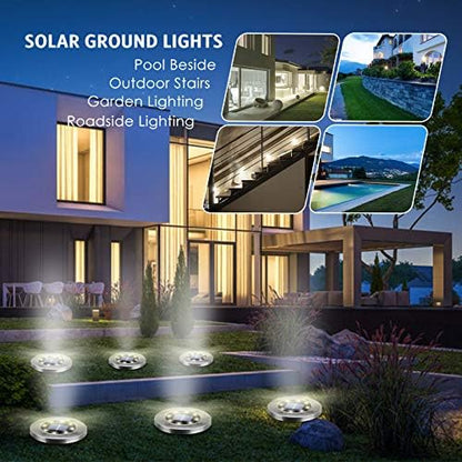 OULONGER 4.6inch Solar Ground Lights, Garden Solar Outdoor Waterproof Pathway Bright In-Ground Landscape Lights for Patio, Lawn, Yard, Driveway, Step and Walkway(White Light 12Packs)